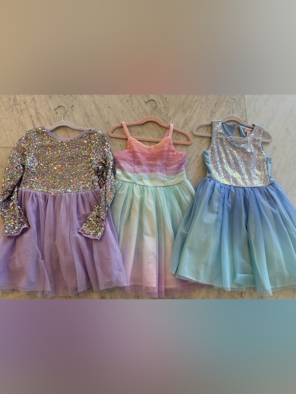 Girls Pastel Ombre Tulle Dress - Pink to Mint